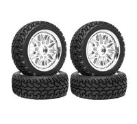 KINGCOO RC Rally Lot de 4 pneus en caoutchouc et revêtement en plastique pour voiture RC On-Road Touring Rallye 1/10 pour voiture Scx10 TRX4 Tamiya WR8 HPI HSP TT02 (argent, 75 mm-A)
