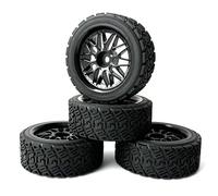 KINGCOO RC Rally Lot de 4 pneus en caoutchouc et revêtement en plastique pour voiture RC On-Road Touring Racing Rallye Scx10 TRX4 Tamiya WR8 HPI HSP TT02 (noir, 66 mm)