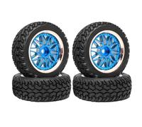 KINGCOO RC Rally Lot de 4 pneus en caoutchouc et revêtement en plastique pour voiture RC On-Road Touring Racing Rallye pour voiture Scx10 TRX4 Tamiya WR8 HPI HSP TT02 (bleu argenté, 75 mm-A)