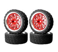 KINGCOO RC Rally Lot de 4 pneus en caoutchouc et revêtement en plastique pour voiture RC On-Road Touring Racing Rallye Scx10 TRX4 Tamiya WR8 HPI HSP TT02 (rouge argenté, 66 mm)
