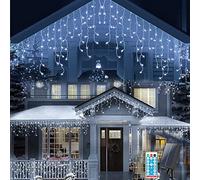 KINGCOO Rideau Lumineux Solaire Extérieur, Étanche 10M 300LED Guirlande Lumineuse Rideau Lumineux Intérieure avec Télécommande 8Modes pour Jardin Noel Fete Mariage Fenêtre Décoration (Blanc)