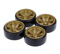 KINGCOO Roue et pneu de voiture RC Drift, 4 pièces de pneus durs de 63 mm, jantes en plastique pour courses sur circuit 1/10, pièces de rechange pour HSP Tamiya HPI Kyosho (doré)