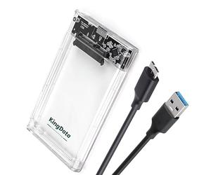 KingData Boîtier de disque dur SSD HDD 2,5" SATA III USB 3.0 Caddy Case Caddy Case pour ordinateur portable Fast Data Trasfer UASP Câble inclus Indicateur LED sans outil Transparent