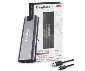 KingData Boîtier SSD M2 10 Gbit/s sans outil - Adaptateur USB 3.1 NVMe vers USB pour 2230/2242/2260/2280 M.2 NVMe avec câble USB C vers A