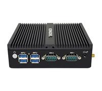 KINGDEL Mini PC industriel N100/N150 jusqu'à 3,60 GHz 8 Go de RAM DDR4 256 Go NVMe SSD 2 x LAN 1 x HD 1 x VGA double écran 4K : 4096 x 2160 2 x COM RS232 Ordinateur compact sans ventilateur Boîtier en