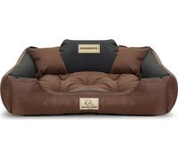 KingDog Lit pour chien en Codura-PVC imperméable Lit pour animaux 100% polyester Poids : 190 g/m2 Lavable (Dimensions extérieures : 145x115cm/ Dimensions intérieures : 130x100cm, Marron)