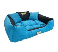 KingDog Panier pour chien et chat avec 2 coussins pour chien - Lavable - Matériau PVC imperméable - 100 x 75 cm - Bleu