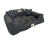 KingDog Panier pour Chien et Chat avec 2 Coussins pour Chien - Lavable - Matériau PVC imperméable - 100 x 75 cm - Noir