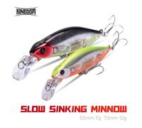 KINGDOM 1 pièce Leurre de petit poisson à coulement lent 55mm/70mm 7g/12g, avec hochet intégré, faible résistance à l'air pour lancer long, matériau ABS durable, convient pour la traîne en eau douce e