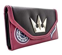 KINGDOM HEARTS Couronne Argentée Emblème Métallique Porte-Monnaie/Portefeuille Pochette avec Poche à Monnaie & Porte-Cartes, Rouge