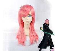 Kingdom Hearts Marluxia Cosplay perruque 65 cm moyen Long bouclés résistant à la chaleur cheveux synthétiques Anime jeu Costume fête perruque rose Marluxia