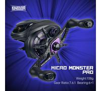 Kingdom Micro Monster Pro Baitcasting moulinet de pêche 138g 7.6:1 rapport de vitesse 4.6kg traînée Max moulinet de pêche en carbone Ultra-léger Reel Handle knob