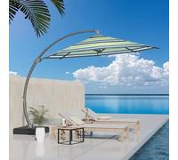 Kingdura Grand parasol de terrasse déporté de 3,4 m avec base incluse, grand parasol d'extérieur rond en aluminium avec tissu 100 % acrylique, rotation à 360° et inclinaison infinie pour terrasse