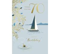 Kingfisher Cards Carte d'anniversaire 70 ans pour homme - 70 ans - Pêcheur sur bateau à voile avec détails en relief