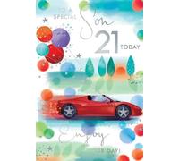 Kingfisher Carte d'anniversaire 21e anniversaire Motif voiture de sport Inscription To A Special Son 21 Today Enjoy Your Day Argenté