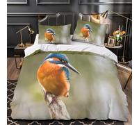 Kingfisher Perched Ensemble De Literie 3D Imprimé Microfibre Résistante 3 Pièces Éclair Ultra Douce Nature Wildlife Housse de Couette Léger Entretien Facile for Filles Ado Super king（260x220cm）