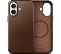 kingflag Étui en cuir pour iPhone 17, en cuir pleine fleur ciré à l'huile, compatible avec MagSafe et extra fin (marron)