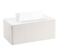 KINGFOM Boîte à Mouchoir en Cuir, Rectangulaire Boite Mouchoirs pour Bureau, Maison, Salle de Bain (Blanc)