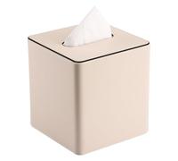 KINGFOM Boîte à mouchoirs carrée en Cuir synthétique (Beige, Carré)