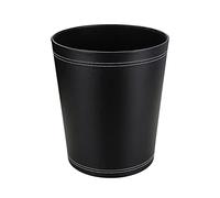KINGFOM™ Corbeille à Papier en Cuir pour Bureau, Salle de Bains, Cuisine à Coucher et l'hôtel (Rond-Noir)