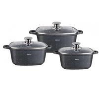 Kinghoff KH-1607 Lot de 6 casseroles carrées avec revêtement anti-adhésif 2,8/4,4/6,5 l