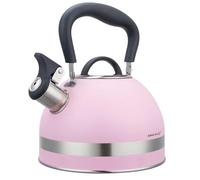 KINGHOFF KH-1856 Bouilloire sifflante en acier 1,8 l Petite taille Compatible induction Rose