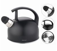 Kinghoff KH-1897 Bouilloire sifflante en acier inoxydable Noir mat 1,5 l