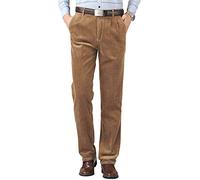 Kinghua Pantalon en Velours côtelé décontracté pour Homme - Jambe Droite - Plissé sur Le Devant, Camel, 38W x 30L