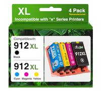 KINGJET 912 912XL Pack de 4 Cartouches d'encre compatibles avec Cartouche HP 912 XL hp912 pour HP OfficeJet Pro 8022 8020 8024 8023 8025 HP OfficeJet 8010 8012 8014 8015