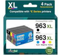 KINGJET 963 XL Remanufacturé Cartouches d'encre Compatibles pour HP 963 963XL Pack de 4 Cartouches pour Officejet Pro 9010 9010e 9012 9012e 9020 9020e 9014 9014e 9015e 9016 9019e 9022 9022e 9025