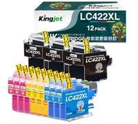 KINGJET LC422XL LC422 Lot de 12 Cartouches d'encre compatibles avec Brother LC422 LC422XL LC-422XLVAL pour Cartouches Brother mfc-j5340dw, MFC-J5740DW, MFC-J6940DW, MFC-J5345DW, MFC-J6540DW