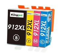 KINGJET Lot de 4 Cartouches d'encre 912XL compatibles avec HP 912 XL pour HP OfficeJet Pro 8022 8020 8024 8023 8025 HP OfficeJet 8012 8014 8015, HP Officejet 8010