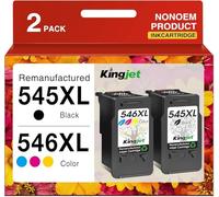 KINGJET PG-545XL CL-546XL Cartouche d'encre Remplacement pour Cartouche Canon 545 546 XL pour Pixma TS3350 TS3450 TS3451 TS3452 TS3150 TR4650 MG2550S MG2950 MG3050 MX495 (Noir, Couleur)
