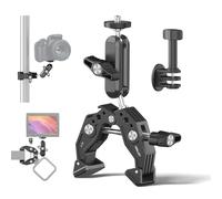 KINGJOY Super pince avec bras magique à 360 °, double tête sphérique, filetage 6,35 mm - 20 et 3/8"-16 - Adaptateur de montage pour appareil photo reflex numérique, moniteur, lumière LED, caméra