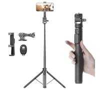KINGJOY Trépied de téléphone et perche à selfie de 177,8 cm avec support de téléphone, adaptateur de caméra d'action et télécommande sans fil, trépied de voyage léger et portable, trépied pour iPhone
