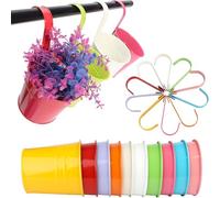 KINGLAKE 10 cm Pots de Fleurs en métal à Suspendre 10 pièces, Pot Fleur Suspendre Metal pour intérieur extérieur Balcon clôture - avec Crochet amovibles-10 Couleur
