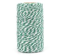 KINGLAKE 100M Ficelle Corde Vert et Blanc, Ficelle de Noel 2mm, Corde en Coton, pour Pâtisserie, Cuisine, Bricolage,Emballage Cadeau de Noël et Décoration