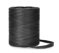KINGLAKE 200M Band de raphia, ruban de raphia naturel, corde de papier de raphia naturelle, corde d’emballage pour décoration artisanale, emballage cadeau, Halloween, tissage - Noir