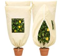 KINGLAKE 4 PSC 60X80cm Voile Hivernage Plante Exterieur avec Transparente | 70g/m² Housses d'hivernage de Protection, Toile Sac Hiver avec Fermeture à Glissière, pour Olivier Citronnier