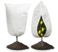 KINGLAKE 60X80cm Voile Hivernage Plante Exterieur - 2 PSC 70g/m² Housses d'hivernage de Protection, Toile Sac Hiver avec Fermeture à Glissière et Cordon de Serrage, pour Olivier Citronnier