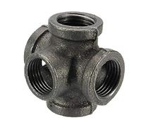 KingLan 1/2" 3/4" 1" 5 Voies Raccord De Tuyau en Fonte Malléable Noir Sortie Croix Femelle Connecteur De Tube -3/4 inch