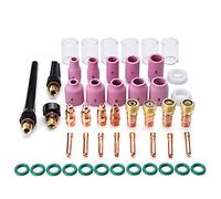 KingLan 49Pcs Tig Welding Stubby Gas Lens # 10 Pyrex Cup Kit for Tig Wp-17/18/26 Torch