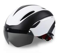 Kinglead Casque de vélo unisexe avec visière Casque ultraléger, réglable et certifié CE Casque de vélo de ville et de course Convient aussi pour le skateboard, Femme Homme, noir/blanc