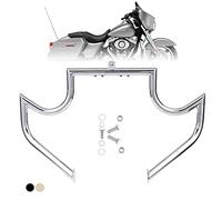 Kinglemc Barre de Protection Moteur pour Harley Davidson Touring Road Glide Road King Street Glide Electra Glide CVO et Trike modèles 09-25 (Moustache argentée)