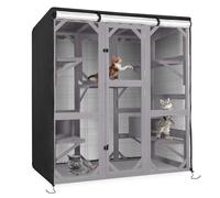 Kingling Housse d'extérieur pour chat - Housse de cage pour chat d'extérieur imperméable pour grande maison pour chat, enclos de chatterie sauvage pour maisons et condos (housse uniquement), noir, 154