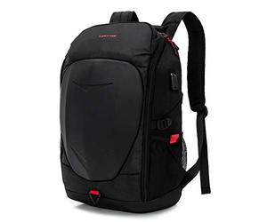 KINGLONG Sac à Dos de Moto de Jeu à Coque dure pour Ordinateur Portable 15-17,3 Pouces avec Port de Charge USB, Antivol Imperméable Voyager Hommes Travailler Entreprise Collège Extérieur