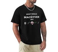 KINGM ANASER What Would MacGyver Do Funny T T-Shirts à Manches Courtes Black Black M(XX-Large)