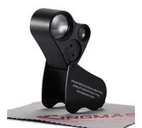 KINGMAS Loupe de bijoutier éclairée avec 2 lentilles - 30x 22 mm - 60x 12 mm - Loupe de bijoutier avec éclairage LED - Noir