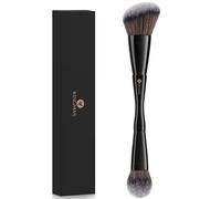 KINGMAS Pinceau de maquillage à double extrémité (biseauté/rond) et poils synthétiques pour fond de teint, poudre, produit liquide, crème anti-cernes et fard à joues, noir