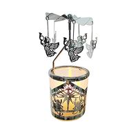 Kingnero Chandelier Rotatif Porte Bougie Les Anges Carrousel Bougie De Lampe à Thé Rotative Tournante Bougie pour Noël Cadeaux
